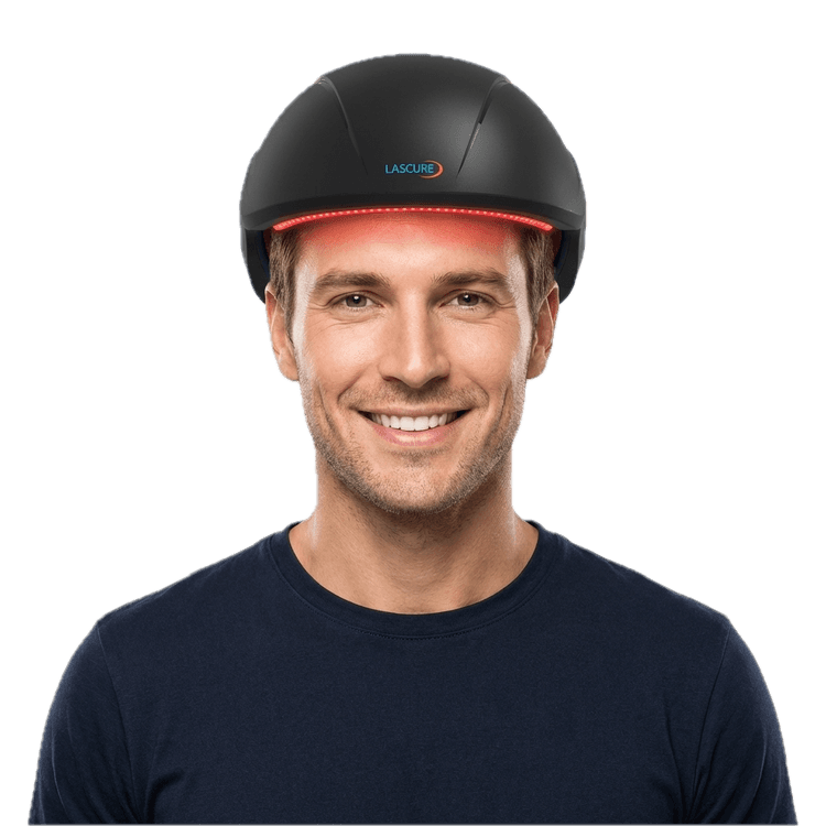 Man wearing Lascure laser helmet